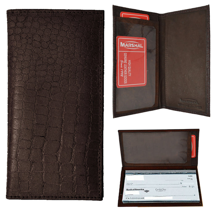 1 Genuine Leather Crocodile Checkbook Cover Wallet Organizer Credit Card Holder