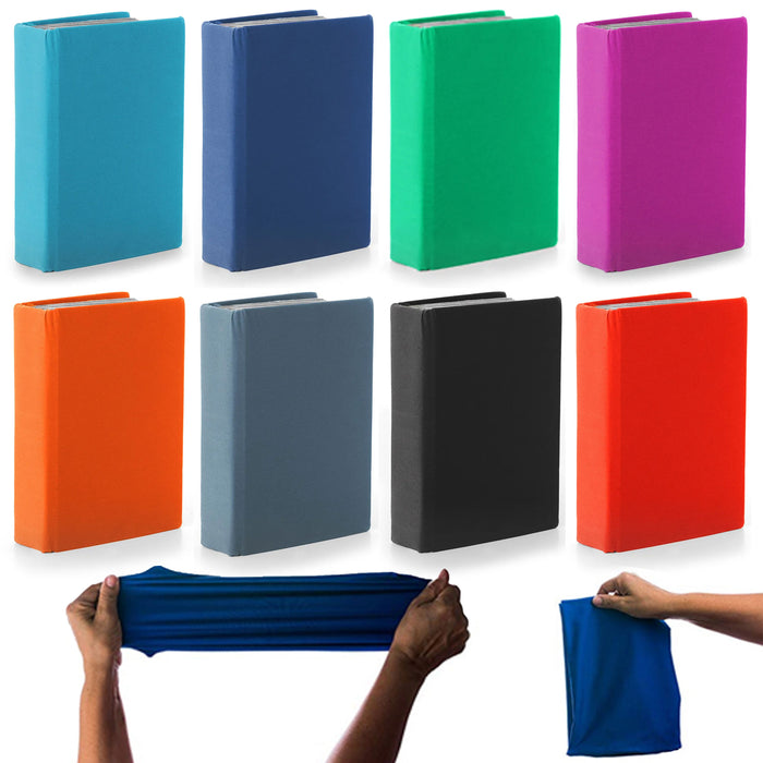 5 Pack Stretchable Fabric Book Covers Hardcover Textbook Washable Reusable Color