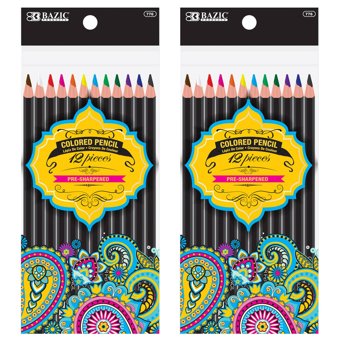 24 Pc Unique Colors Artist Colored Pencils Drawing Coloring Art Set Sketching