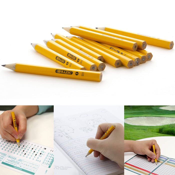 288 X BAZIC Golf Pencils #2 HB Half Yellow Mini Small Hexagon Pre-Sharpened Bulk