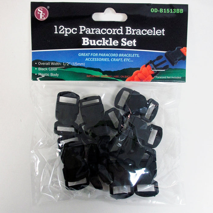 48 Black Paracord Bracelet Buckle 1/2 Plastic Curved Side Release Snap Survival