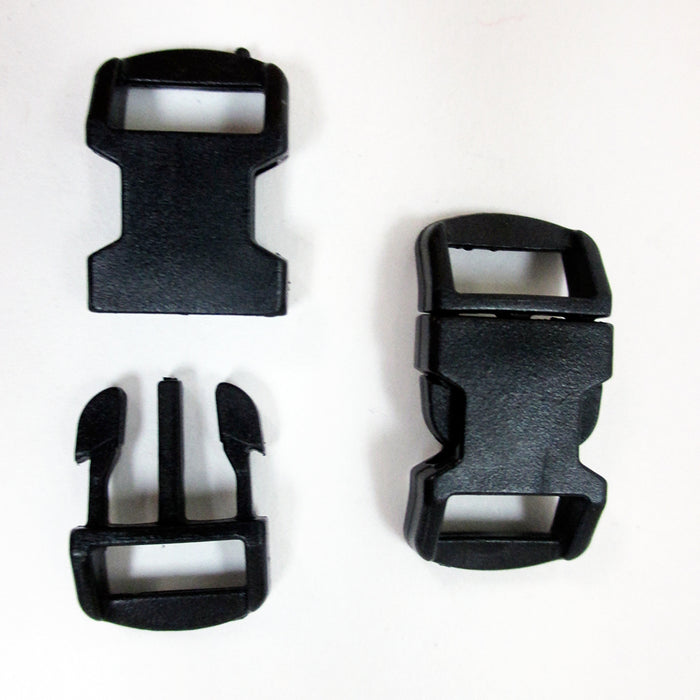 48 Black Paracord Bracelet Buckle 1/2 Plastic Curved Side Release Snap Survival