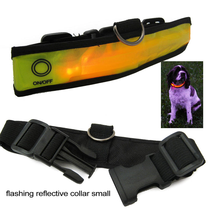 LED Light Up Dog Pet Night Safety Collar Bright Flashing Adjustable Small