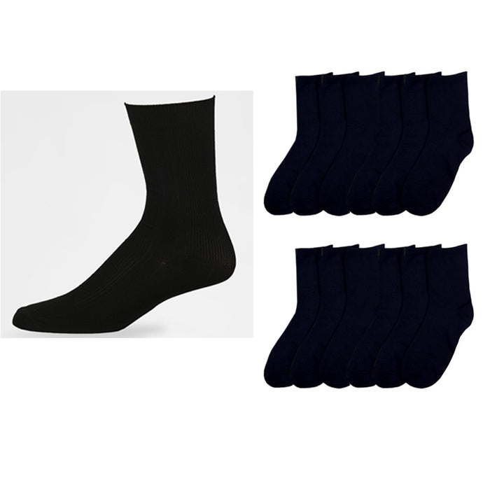 12 Pairs Mens Knocker Dress Socks Casual Work Fashion Crew Size 10-13 Black