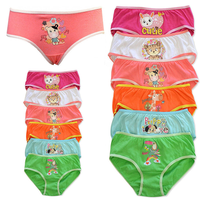 12 Girls Briefs Panties 100% Cotton Underwear Cute Children Panty Kids Size  XL