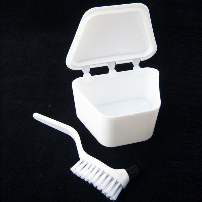Denture Bath Brush Dental Retainer Box Orthodontic Mouth Guard Container Storage
