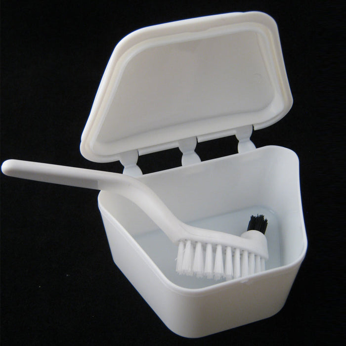 Denture Bath Brush Dental Retainer Box Orthodontic Mouth Guard Storage Container