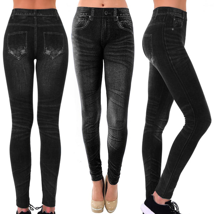 Womens Stretchy Skinny Jeggings Black Soft Leggings Jeans Pants Slim O —  AllTopBargains