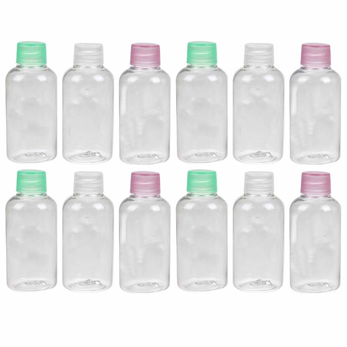 12 Pc 3 Oz Plastic Empty Toiletry Bottles Containers Travel Lotion Essential Oil
