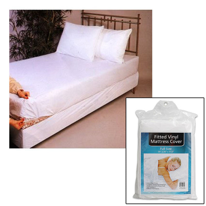 Full Size Bed Mattress Cover Plastic White Waterproof Bug Protector Mites Dust