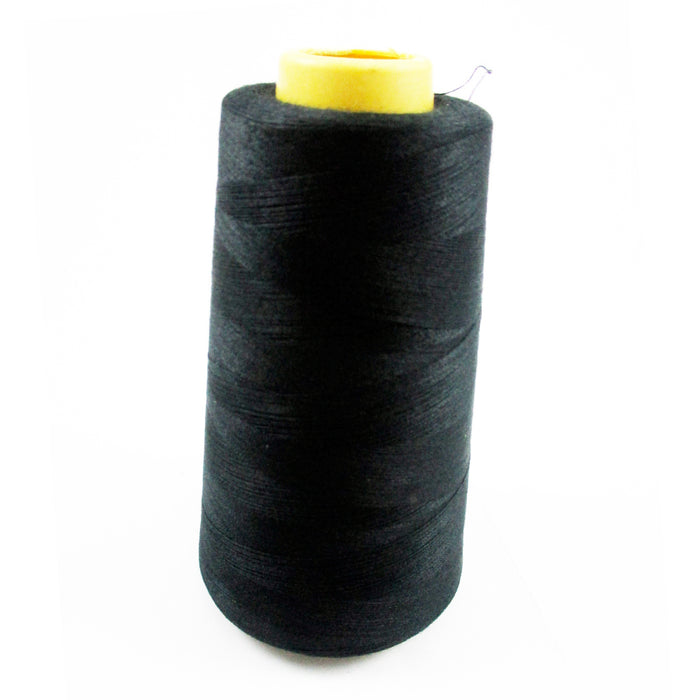 2 Black Sewing Machine Thread Spool 6000 Yards Polyester Upholstery Leather New