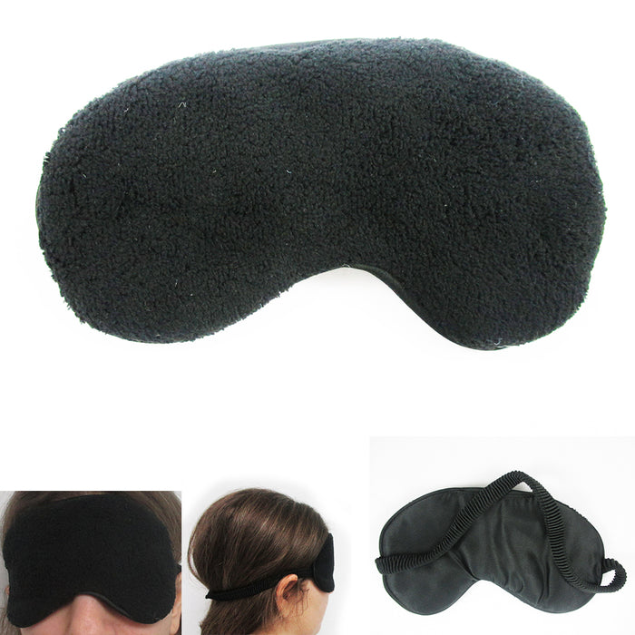 2 Plush Sleep Eye Mask Silk Travel Shades Blindfold Sleeping Cover Black New  !