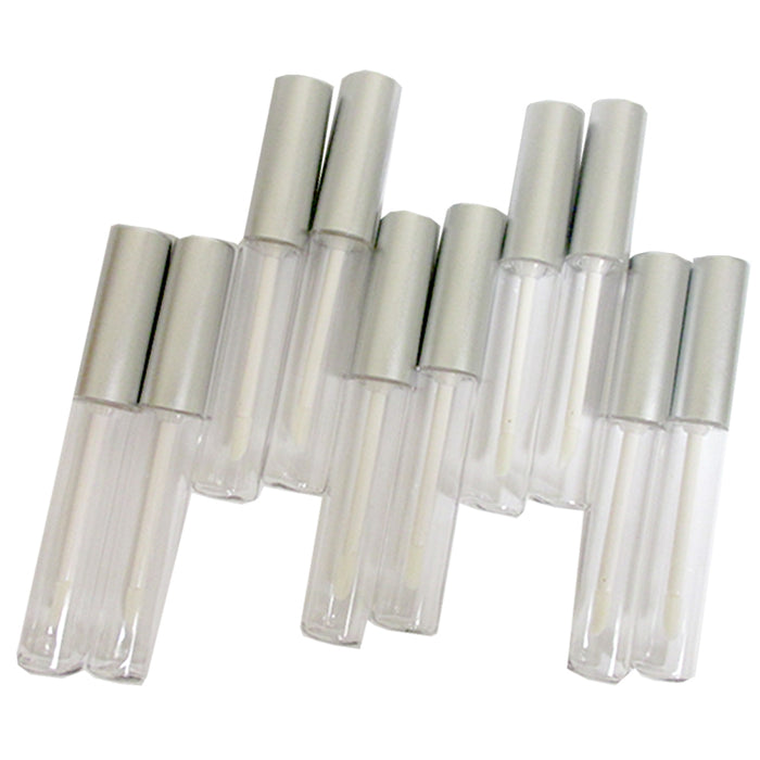 10 Silver Cap Plastic PET Lip Gloss Bottles 10ML Balm Container Clear Stopper