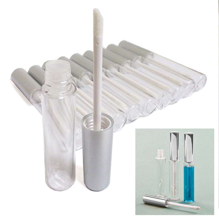 10 Silver Cap Plastic PET Lip Gloss Bottles 10ML Balm Container Clear Stopper