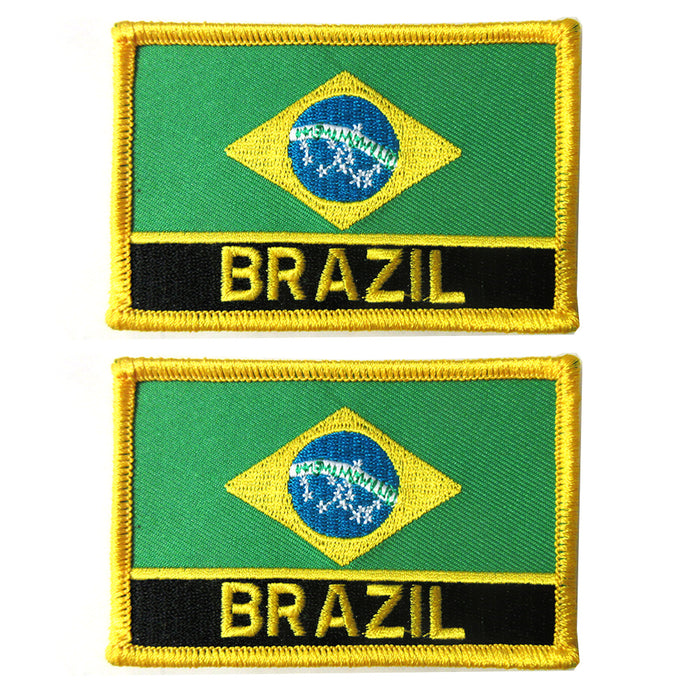 2 Brazilian Flag Embroidered Iron On Patch Applique Rio de Janeiro Emblem !
