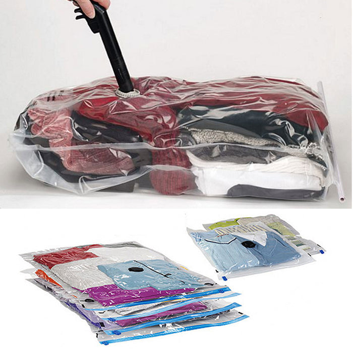 10 Pc Vacuum Storage Bags Space Saver and Travel Hand Pump to Organize Store 35"