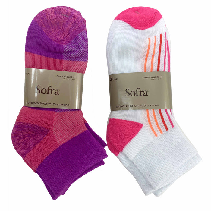 4 Pairs Women's Ankle Crew Socks Athletic Cushion Sports White Pink Size 9-11