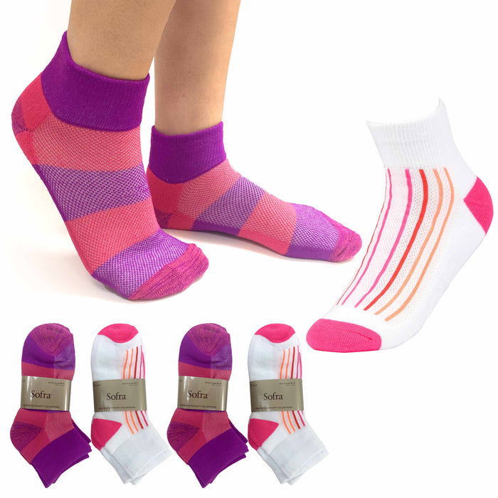 8 Pairs Athletic Running Ankle Socks Crew Cut Thick Cushioned Sports Women 9-11