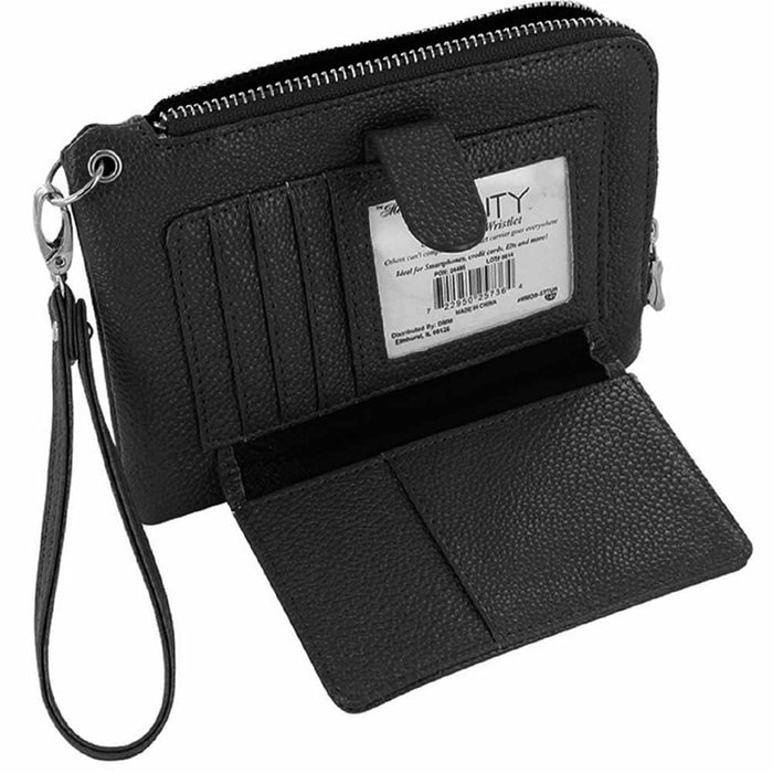 1 Womens Wristlet Purse Wallet Zip Clutch Phone Id Strap Pebble Leather Black