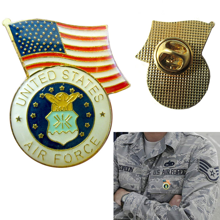 United States Air Force Lapel Pin US Flag Military Tie Hat Jacket Veteran Enamel