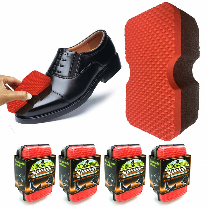 4 PC Express Shoe Shine Polish Sponges Instant Shine Leather Care Boots Protects