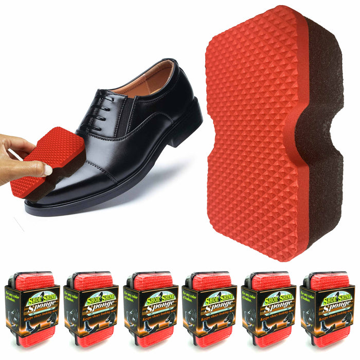 6 Pack Instant Shoe Polish Shine Brush Sponge Leather Shoes New Boots Clean Care