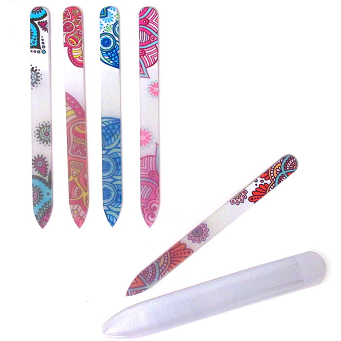 2 Glass Nail File Crystal Paisley Design Buffer Manicure Pedicure Device Tool !