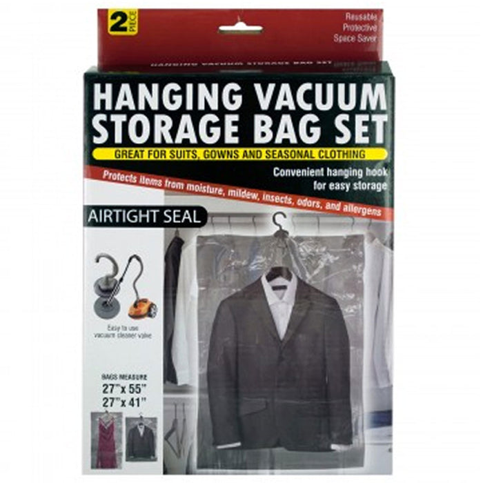 2Pack Vacuum Hanging Storage Bag 55" Space Saver Garment Storage Dress Organizer