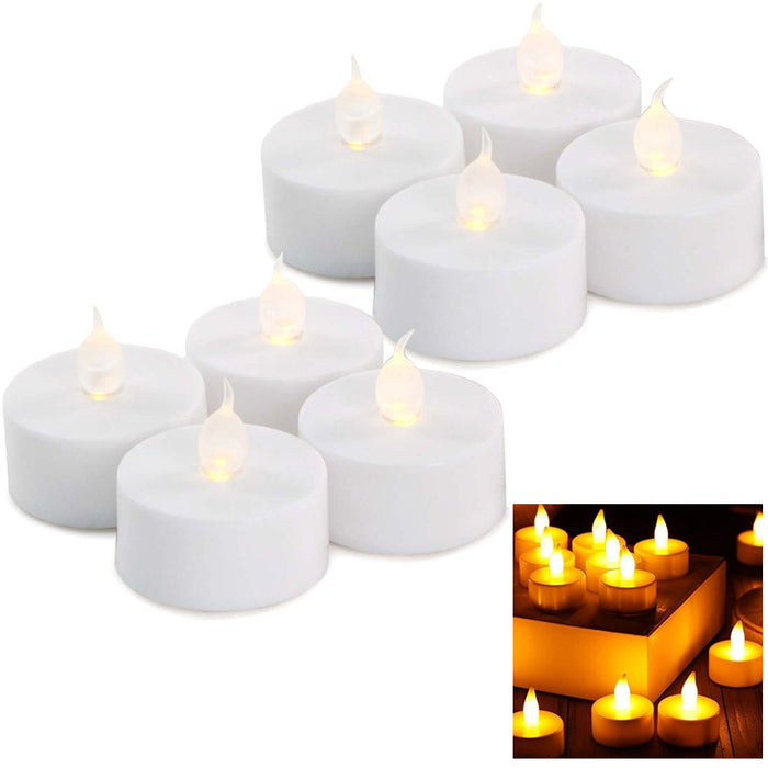 8 Flameless Tea Light Candles Christmas LED Flickering Battery Operated Tealight