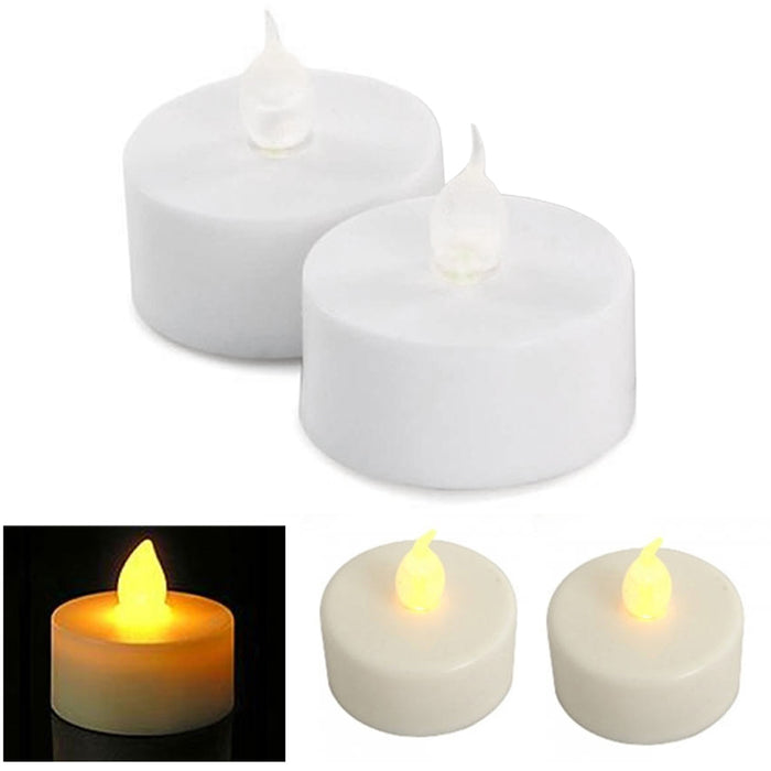 2 Flameless Tea Light Candles Christmas LED Flickering Battery Operated Tealight