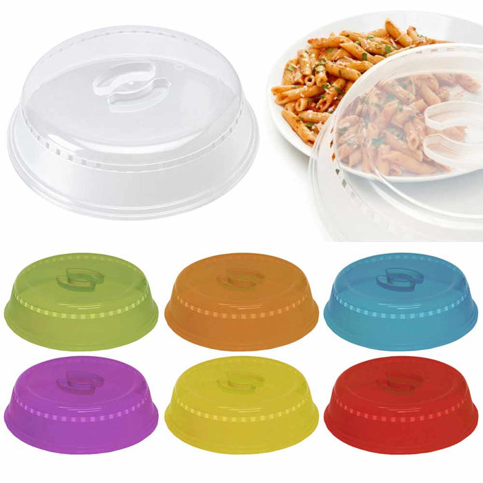 12 Pc Microwave Cover Splatter Screen Steam Release Lid 10" Plastic Plate Vent