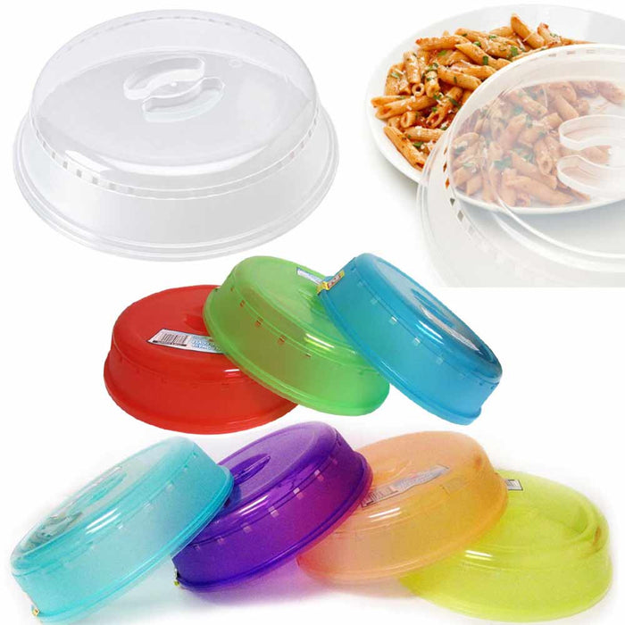 Plastic Microwave Plate Cover Clear Steam Vent Splatter Lid 10.25 Food  Dish New