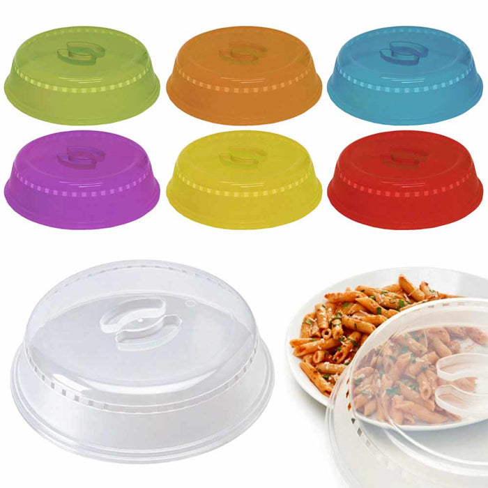 12 Pc Microwave Cover Splatter Screen Steam Release Lid 10" Plastic Plate Vent