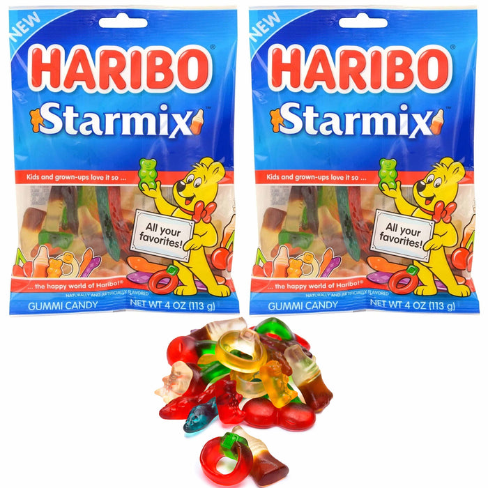 2 Bags Haribo Starmix Gummies Gummy Soft Fruit Chewy Candy Gummi Treat 4oz Each