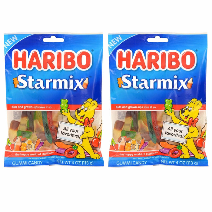 2 Bags Haribo Starmix Gummies Gummy Soft Fruit Chewy Candy Gummi Treat 4oz Each