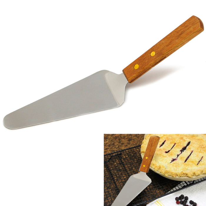 10" Stainless Steel Blade Cake Pie Pizza Spatula Serve Dessert Party Wood Handle