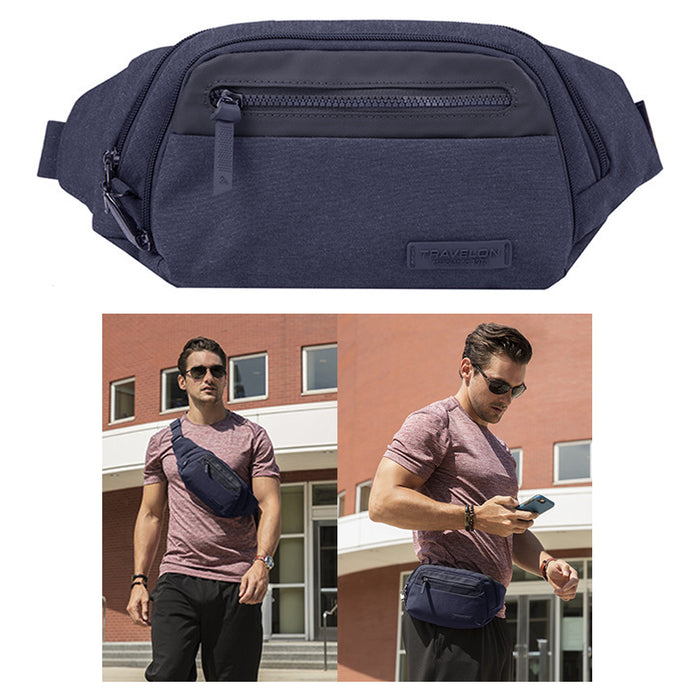 Travelon Anti Theft Fanny Pack RFID Blocking Waist Wallet Travel Bag Luxury Navy