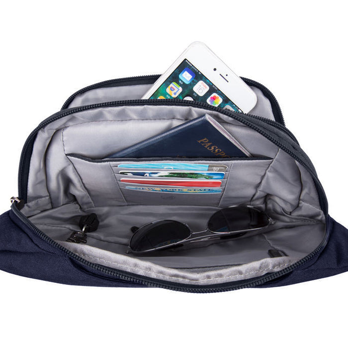 Travelon Anti Theft Fanny Pack RFID Blocking Waist Wallet Travel Bag Luxury Navy
