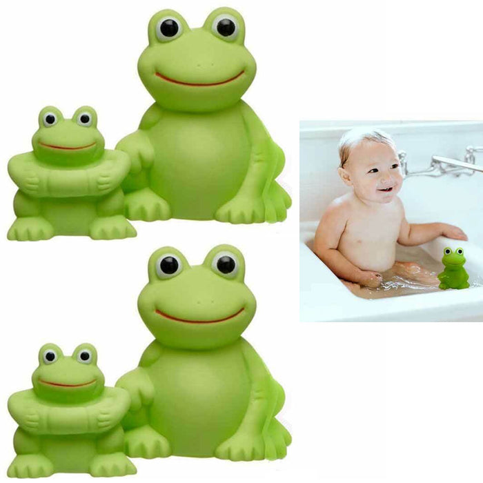 4 Squeeze Frogs Rubber Froggy Bathtub Floating Pool Toys Bath Time Play Baby Kid