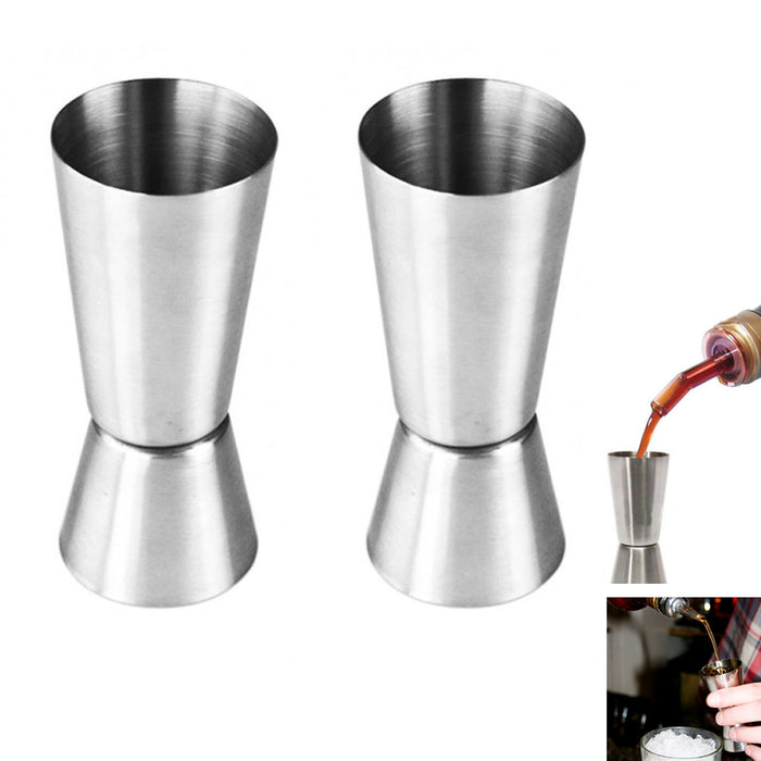 2 Pc Stainless Steel Jigger  Set Double Cocktail Measure Mixing Drinks Bar Shots