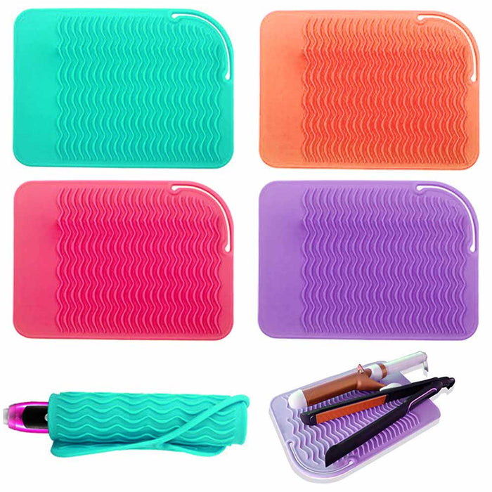 2 Silicone Mat Heat Resistant Curling Flat Irons Straightener Hair Styling Tools