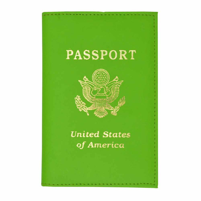 1 Lime Green USA Passport Cover Genuine Leather America Gold Seal Holder Travel