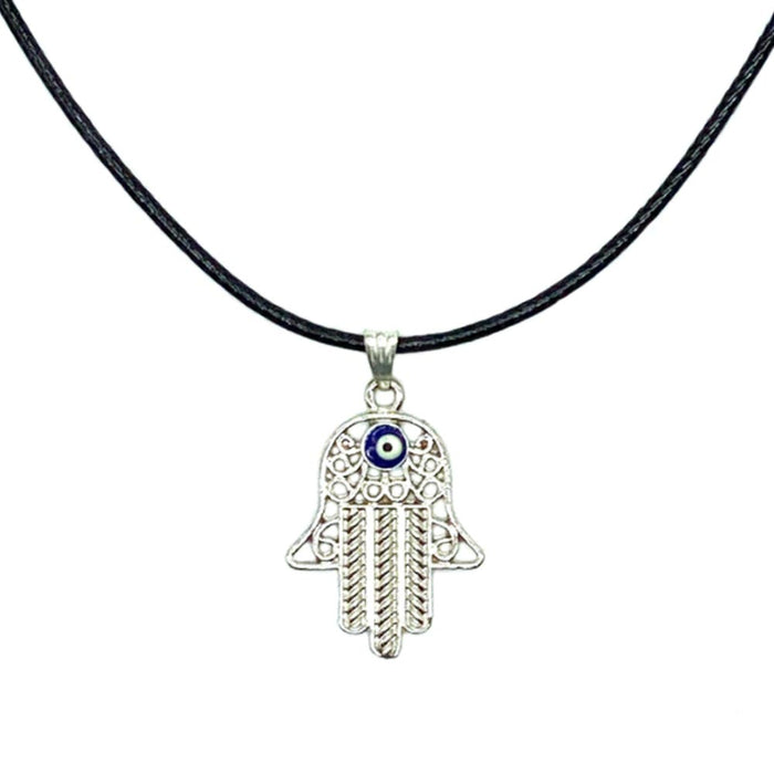 2 Silver Evil Eye Hamsa Hand Fatima Necklace Charm Jewish Judaica Kabbalah Lucky