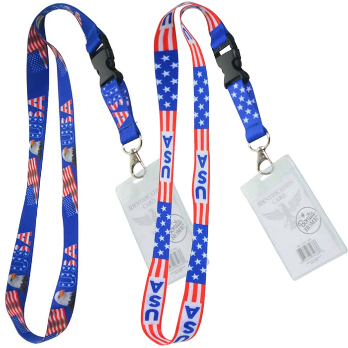 20 Pc USA Flag Lanyard ID Badge Tags Travel Business Event Trade Show Conference