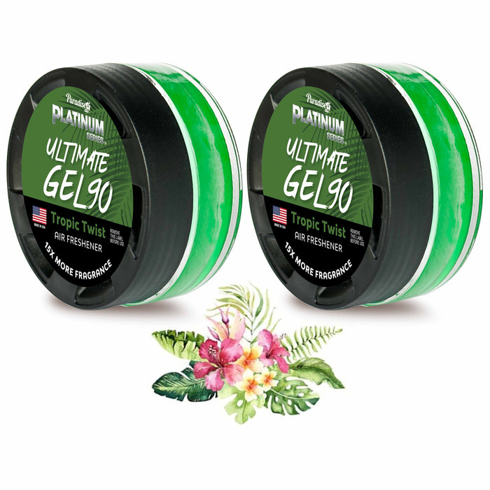 2 Paradise Ultimate Gel Air Freshener 90 Days Aroma Fragrance Scent Tropic Twist