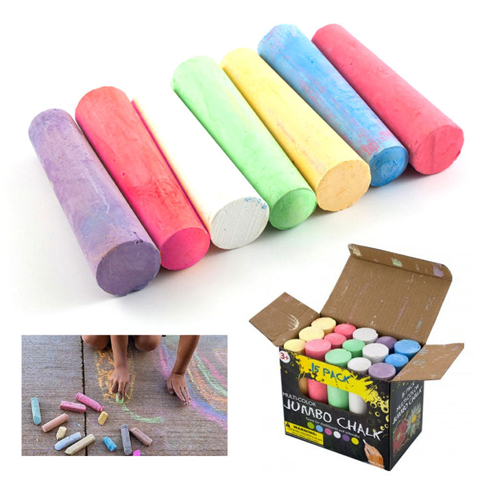 15 Pc Jumbo Washable Chalk Sidewalk Set Playground Outdoor School chalk Sticks