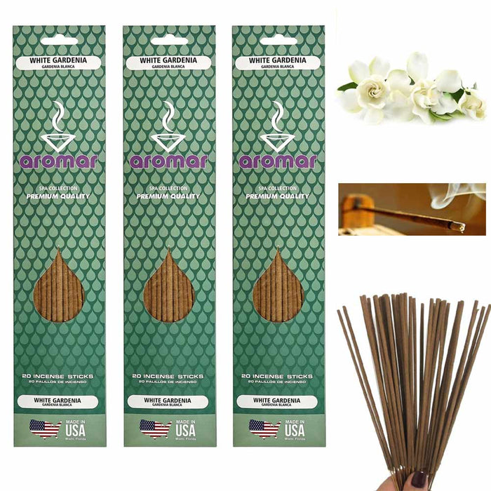 60 White Gardenia Incense Sticks Fragrance Aroma Therapy Concentrated Scents