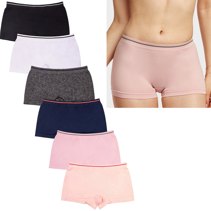 6 Pack Seamless Boyshorts Womens Underwear Lot Booty Panties Boxer Brief Spandex