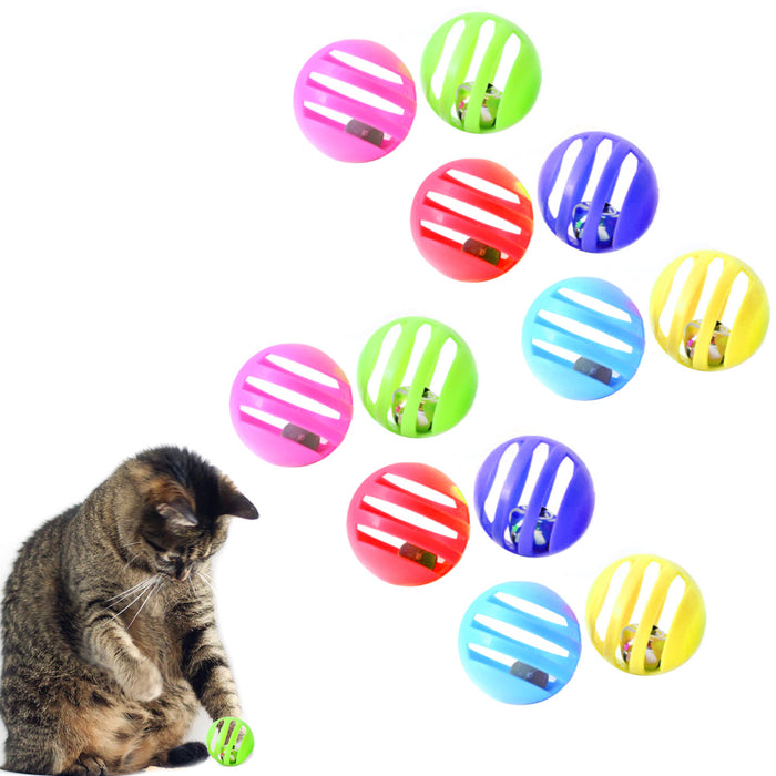12 Cat Toys Bells Balls Play Kitten Fun Games Pets Interactive Animal Exercise