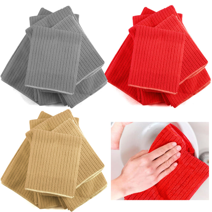 5 Pc Microfiber Cleaning Cloth Set Premium Towel Rag Dish Wash Drying Absorbent